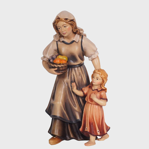 Kostner 083 Krippenfigur Hirtin mit Mädchen