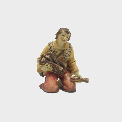 Krippenfigur Hirte mit Holz