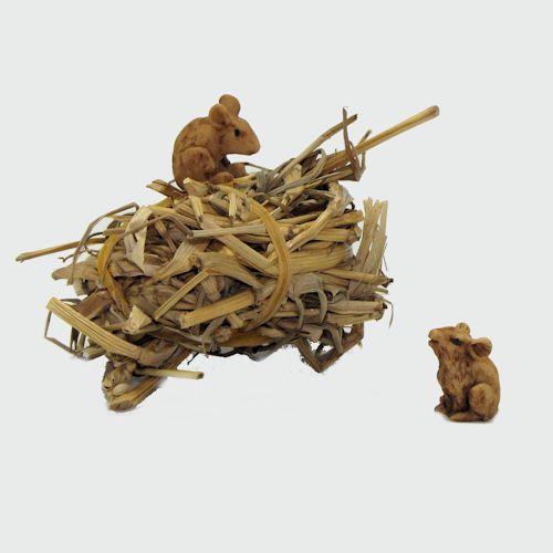 Krippenfiguren Mäuse mit Strohballen