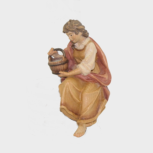 Zirbel 031 Krippenfigur Hirtin für Brunnen