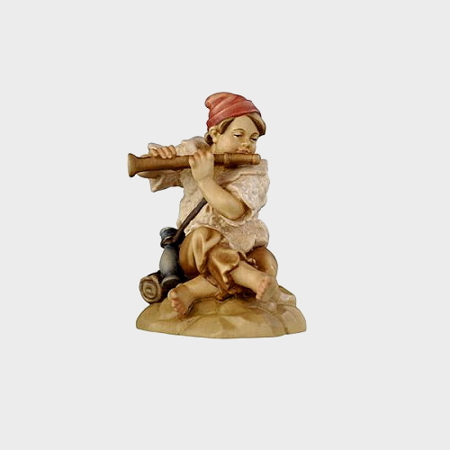 Rainell 016 Krippenfigur Junge sitzend mit Flöte