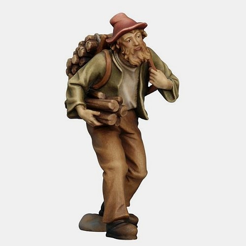 Kostner Krippenfigur Hirt Holzträger Nummer 87, holzgeschnitzt und bemalt