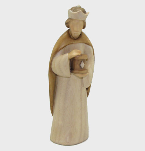 Fides König Weiß farbig bemalt Eschenholz Krippenfigur