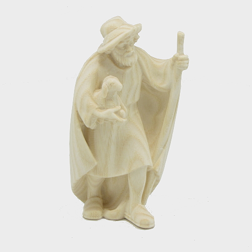 PEMA 025 natur Krippenfigur Hirte mit Stock und Lamm im Arm